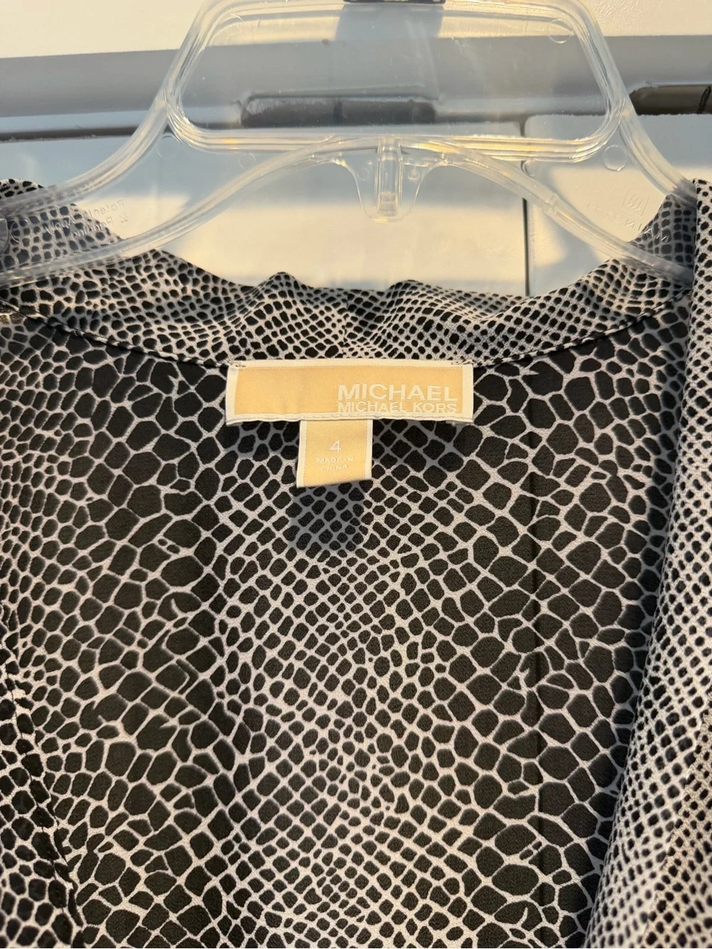 Michael Kors Black and White Animal Print Sleeveless Wrap Blouse